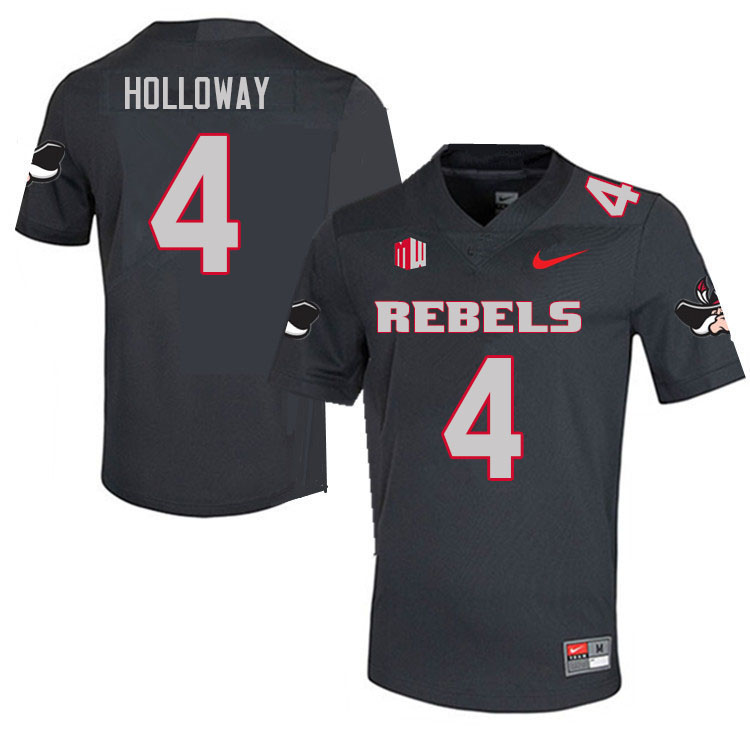 Men #4 Trenton Holloway UNLV Rebels College Football Jerseys Sale-Charcoal - Click Image to Close